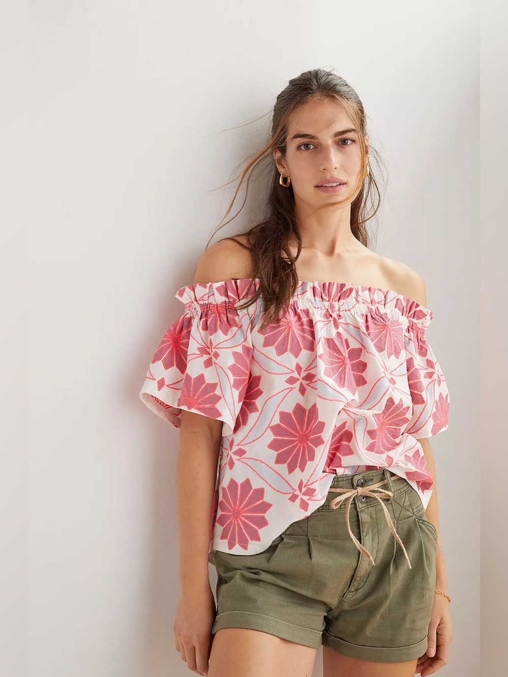 Maeve By Anthropologie Embroidered Off-The-Shoulder Blouse Womens S